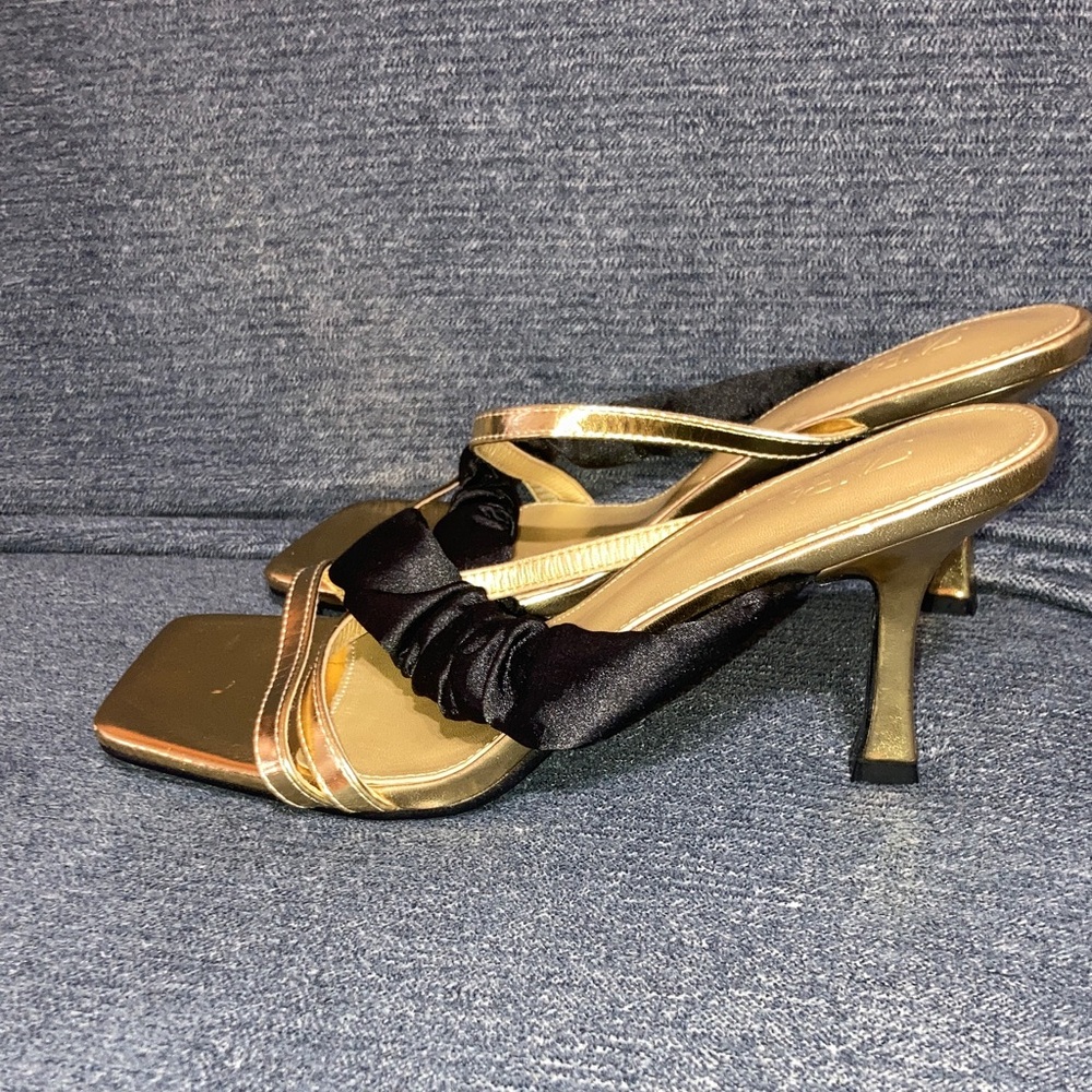 Zara Elegant Gold and Black Heels